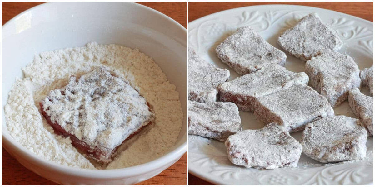 dredging beef in flour