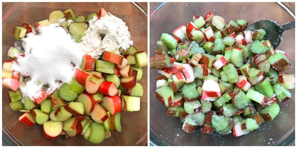 adding sugar to the fruit