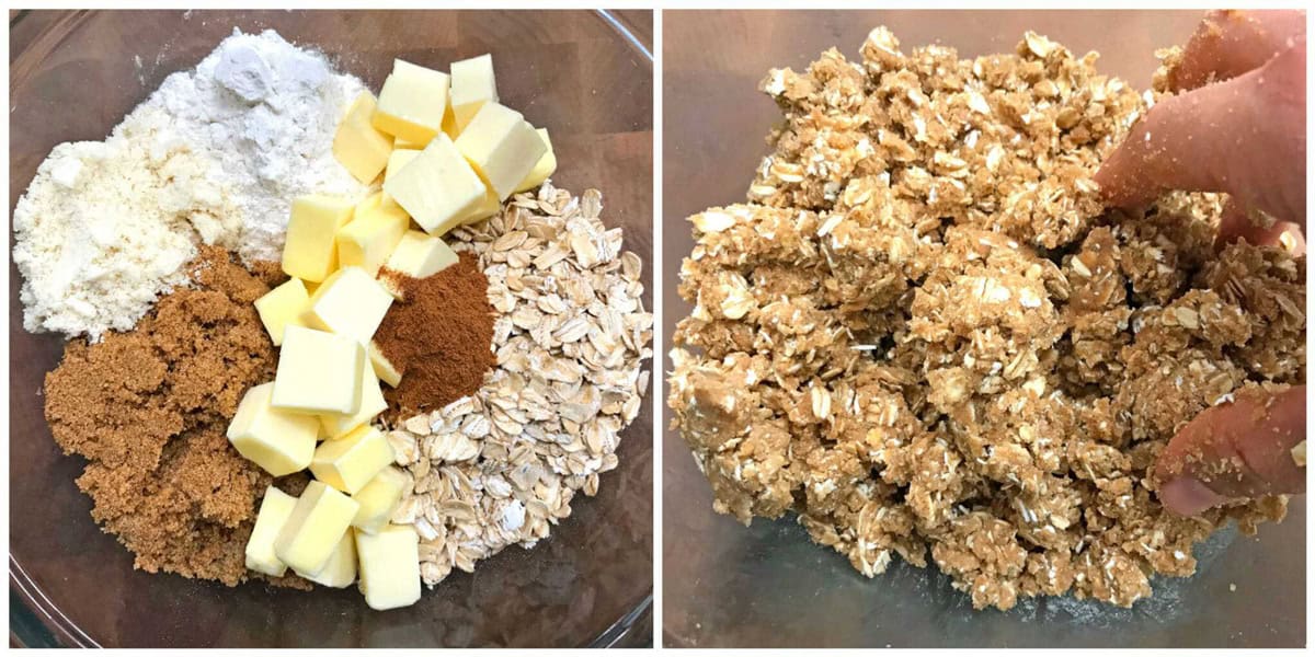 preparing the oat crumble topping