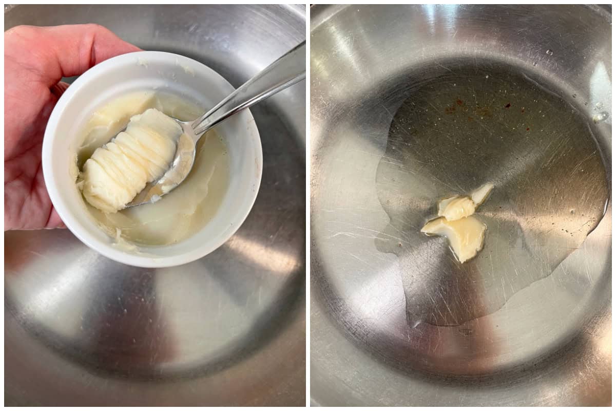 melting bacon grease in skillet