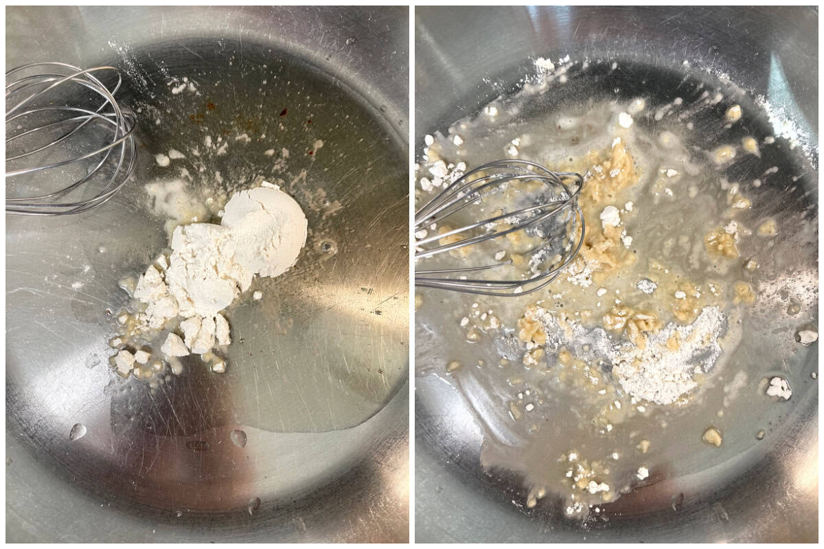 making roux with flour and bacon grease