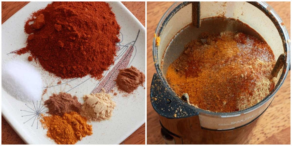 grinding spices in a coffee or spice grinder