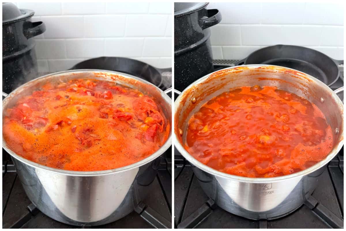 simmering pot of tomatoes