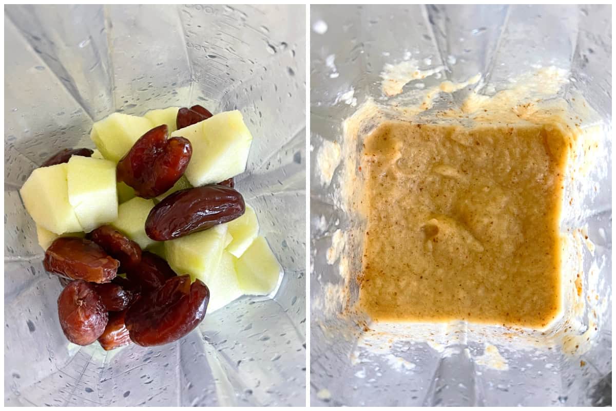pureeing the dates and apple