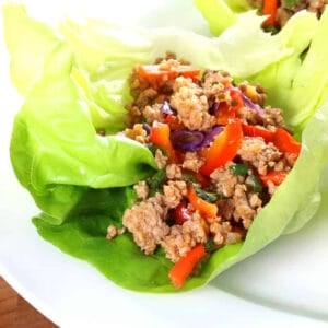 thai lettuce wraps recipe ground chicken turkey beef pork veal paleo low carb healthy