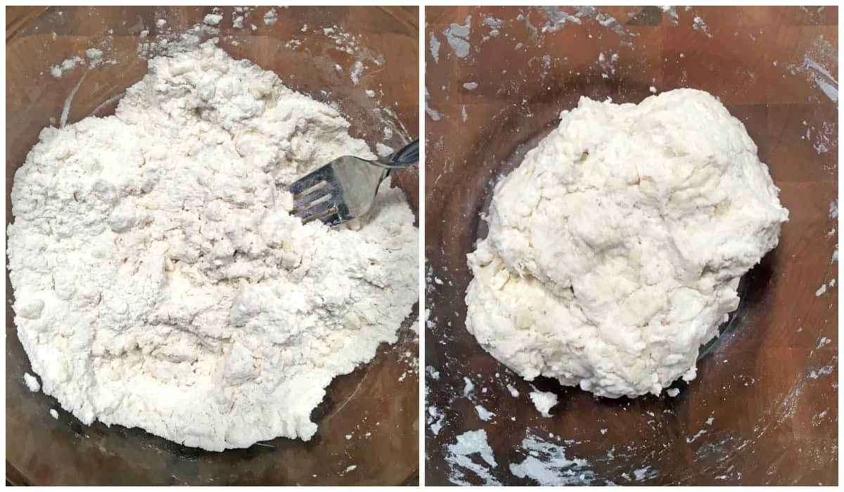 mixing the ingredients with a fork 
