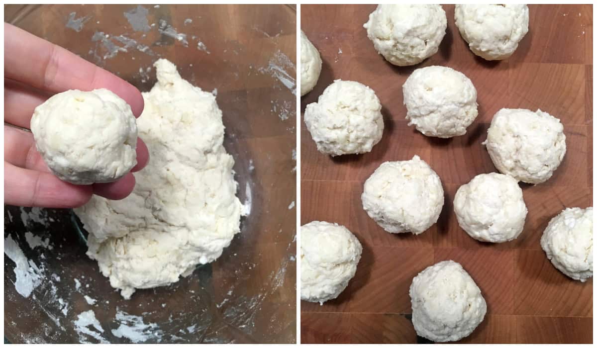 forming the dough into balls