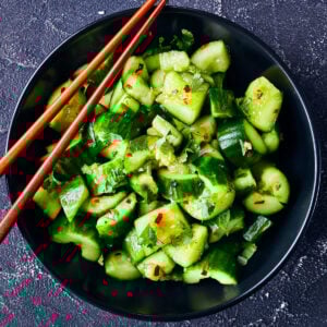 smashed cucumber salad recipe asian chinese traditional chili oil garlic sesame seeds cilantro restaurant style