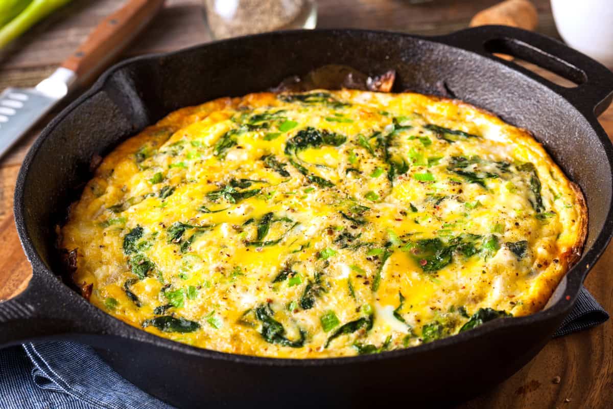 spinach and feta frittata recipe italian easy kale swiss chard collard greens cheese gluten free