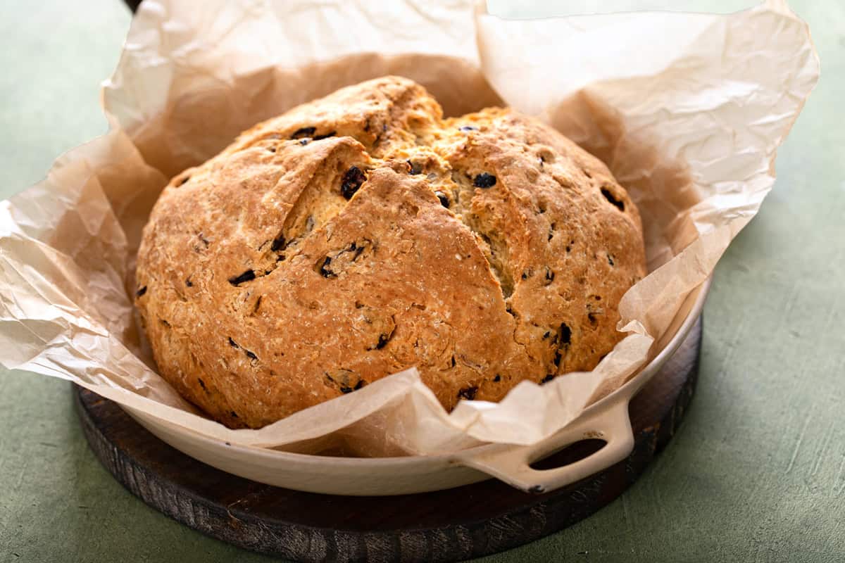 irish soda bread recipe best traditional authentic raisins currants spiced ireland st. patrick's day easy