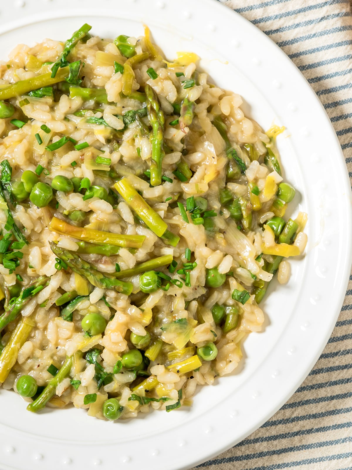asparagus risotto recipe with pea peas parmesan cheese spring fresh frozen italian rice arborio carnaroli easy