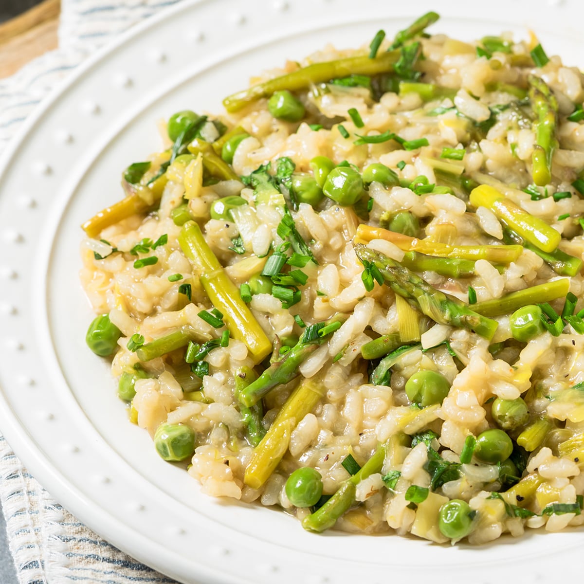 asparagus risotto recipe with pea peas parmesan cheese spring fresh frozen italian rice arborio carnaroli easy