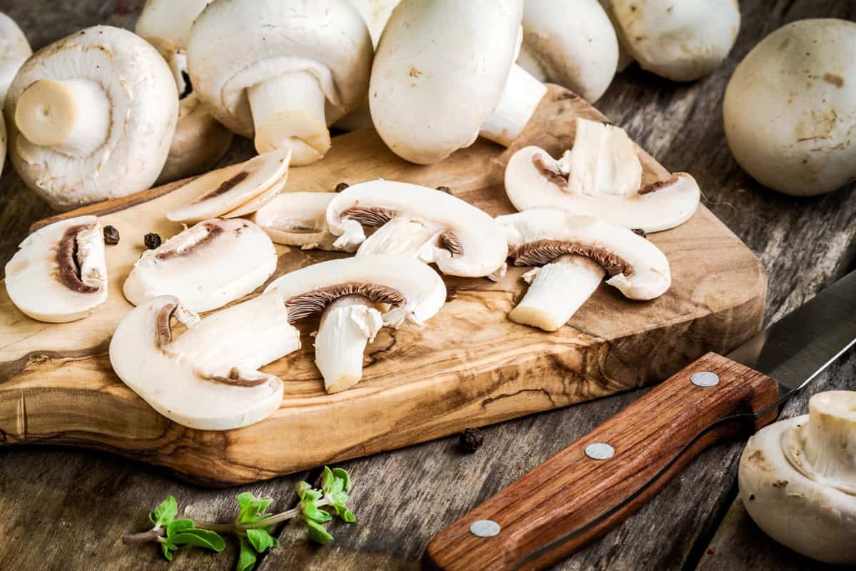 fresh white button mushrooms