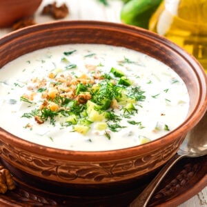 tarator recipe cold cucumber soup chilled bulgarian albanian balkan north macedonian traditional authentic dill walnuts mint yogurt no cooking easy