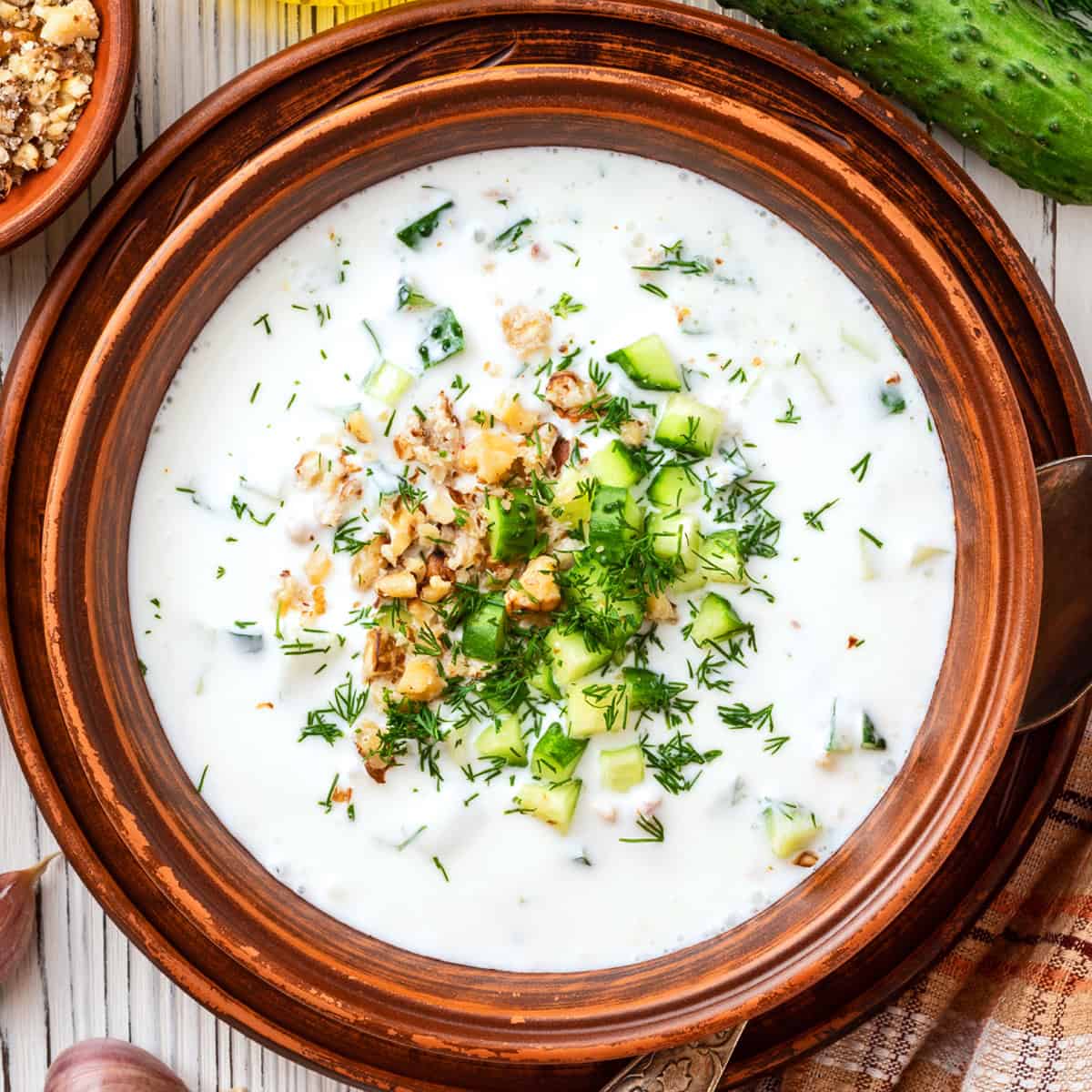 tarator recipe cold cucumber soup chilled bulgarian albanian balkan north macedonian traditional authentic dill walnuts mint yogurt no cooking easy