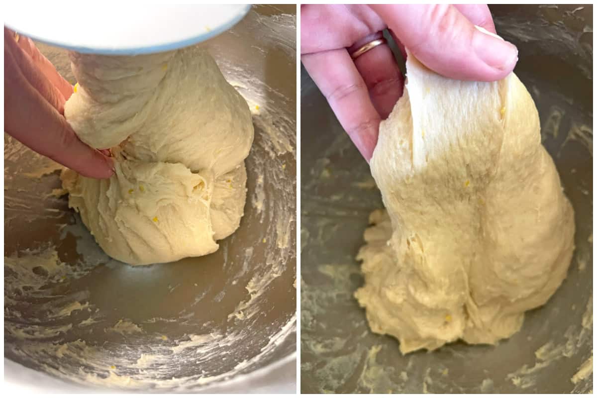 kneading the dough in stand mixer