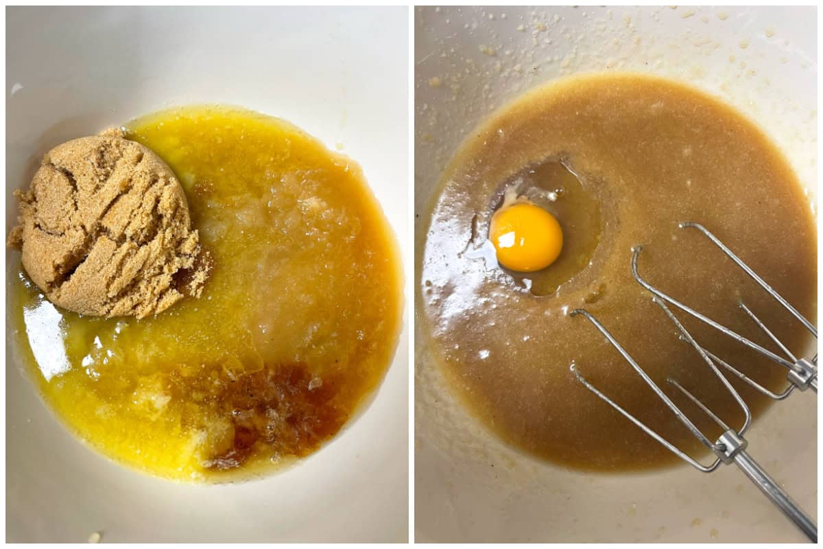 mixing the wet ingredients in bowl